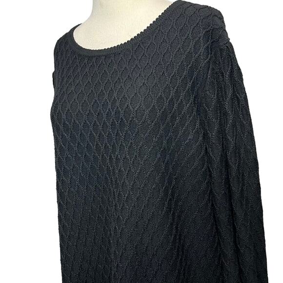 Lilly Pulitzer Sweater Dress XL Black Textured Cable Knit Button Cuffs Preppy - Picture 4 of 15